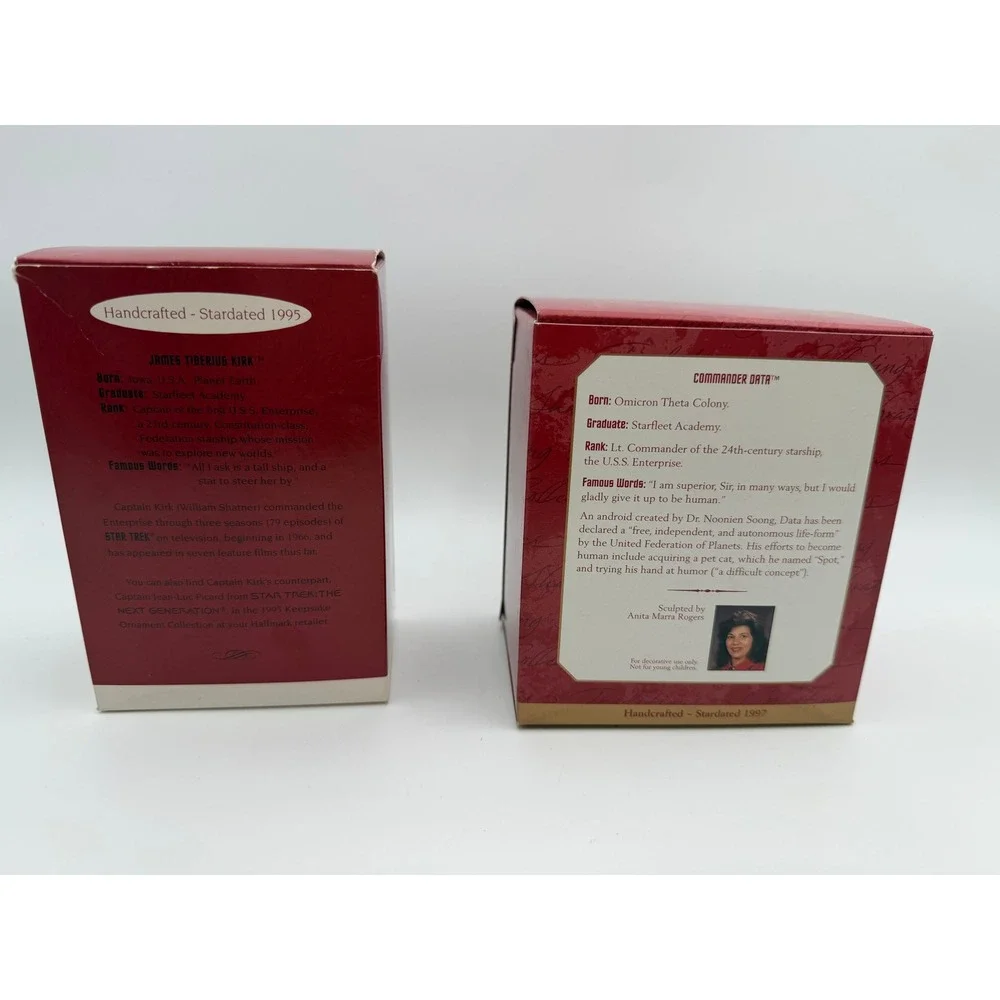 Hallmark Keepsake Star Trek Ornaments Captain Kirk & Comm Data 1995 1997‎ New